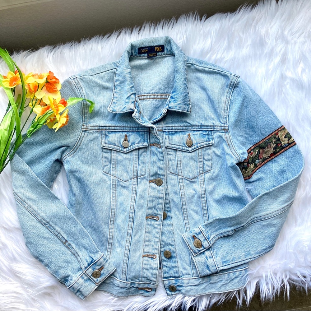 J. Crew Denim Jean Jacket Blue Koi Petite Coat XSP